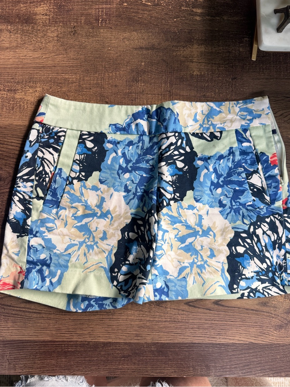 J. Crew High-Waist Floral Print Shorts - Blue Multi